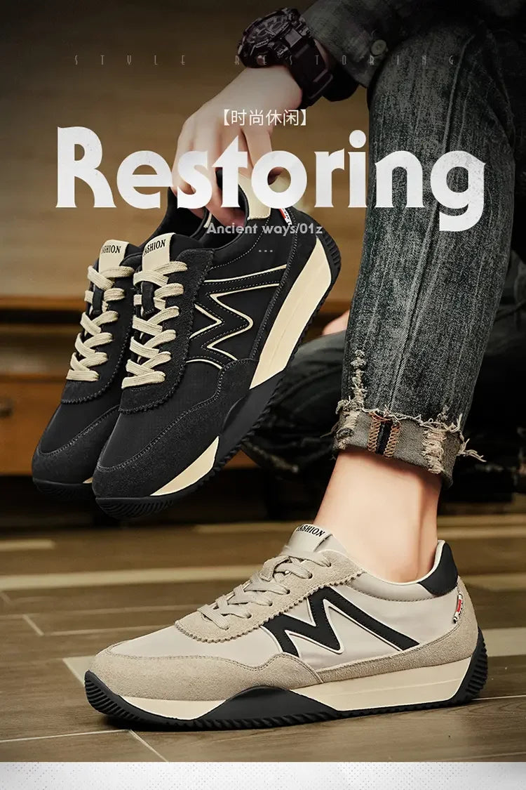 Sneakers Casual Uomo Designer Retro Scarpe Da Corsa In Microfibra Tessuto Pelle Traspirante Con Plateau Interno