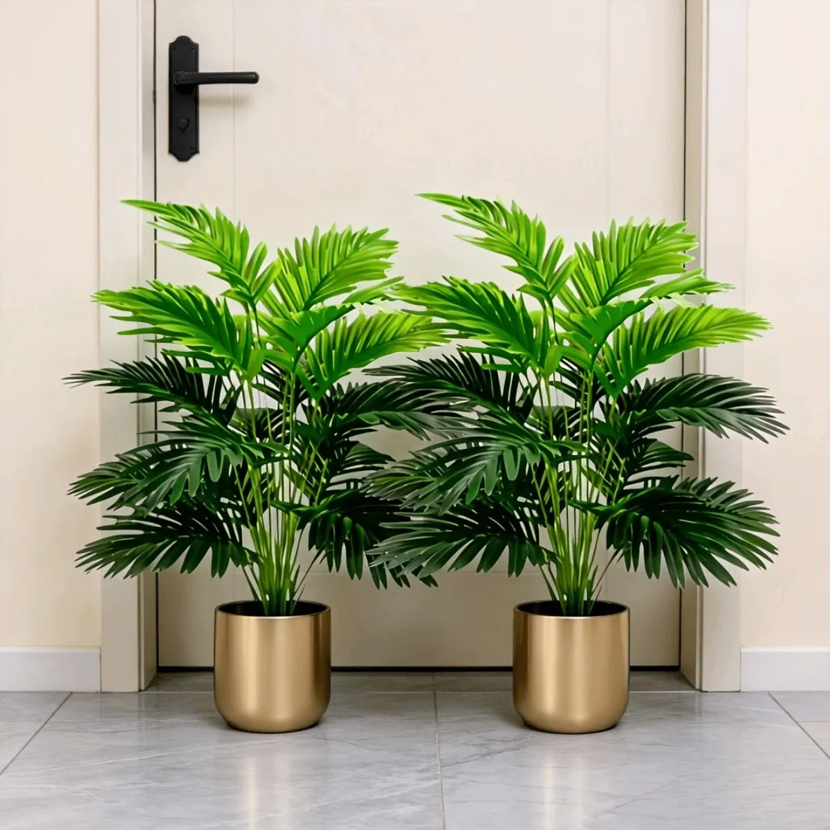 Set Da Due Piante Areca Palma Artificiali Con 24 Foglie Realistiche Per Esterno E Interni Decorazione