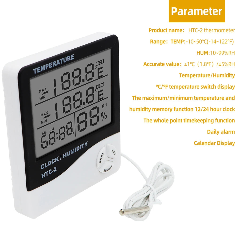 Stazione Meteorologica Multifunzionale Orologio Termometro Igrometro Calendario Display LCD Digitale Temperatura Umidità