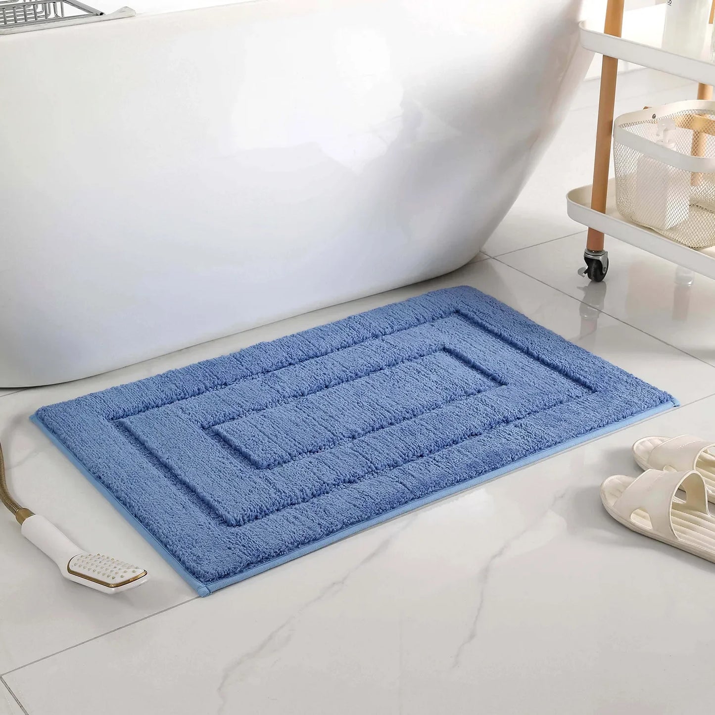 Tappetino Da Bagno In Peluche Antiscivolo Per Vasca E Porta D'Ingresso Assorbente E Confortevole