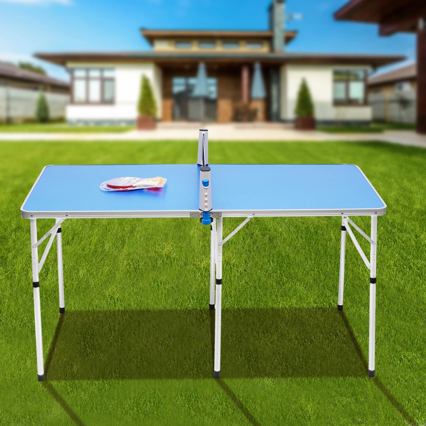 Tavolo Da Ping Pong Pieghevole Con Rete Set 2 Racchette 3 Palline 6 Staffe Interni In MDF Multifunzionale