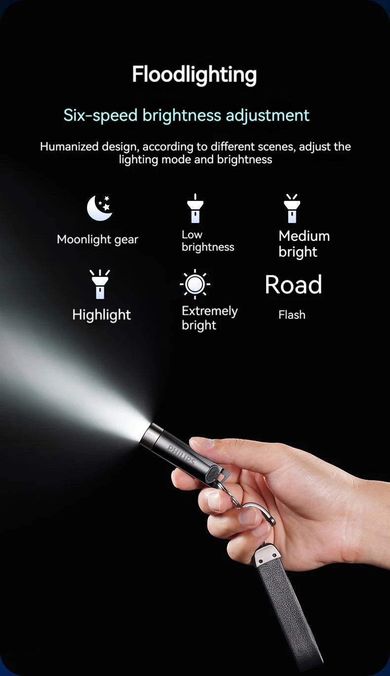 Philips Mini Torcia SFL1121 Alta Intensità Ultraluminosa Ricaricabile Portatile Autodifesa Emergenza Esterna 200 Metri