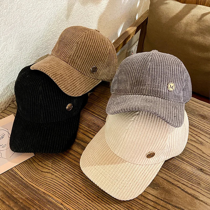 Berretto Da Baseball In Velluto A Coste Regolabile Unisex Snapback Autunno Inverno Con Protezione Solare