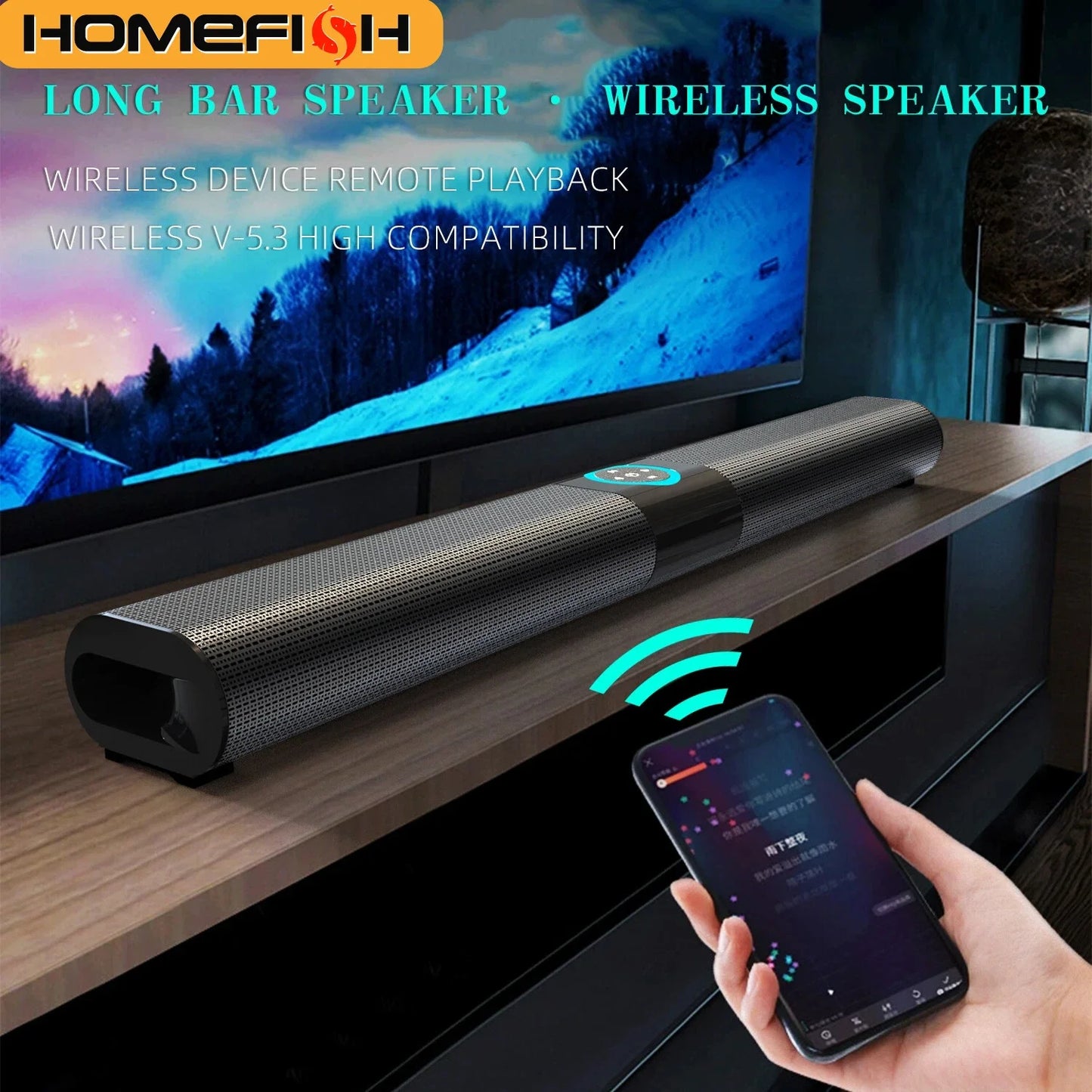 Homefish BS20 Altoparlante Bluetooth Luce Ambientale RGB 4 Altoparlanti 6 Effetti Sonori EQ Supporta TF USB AUX RCA FM
