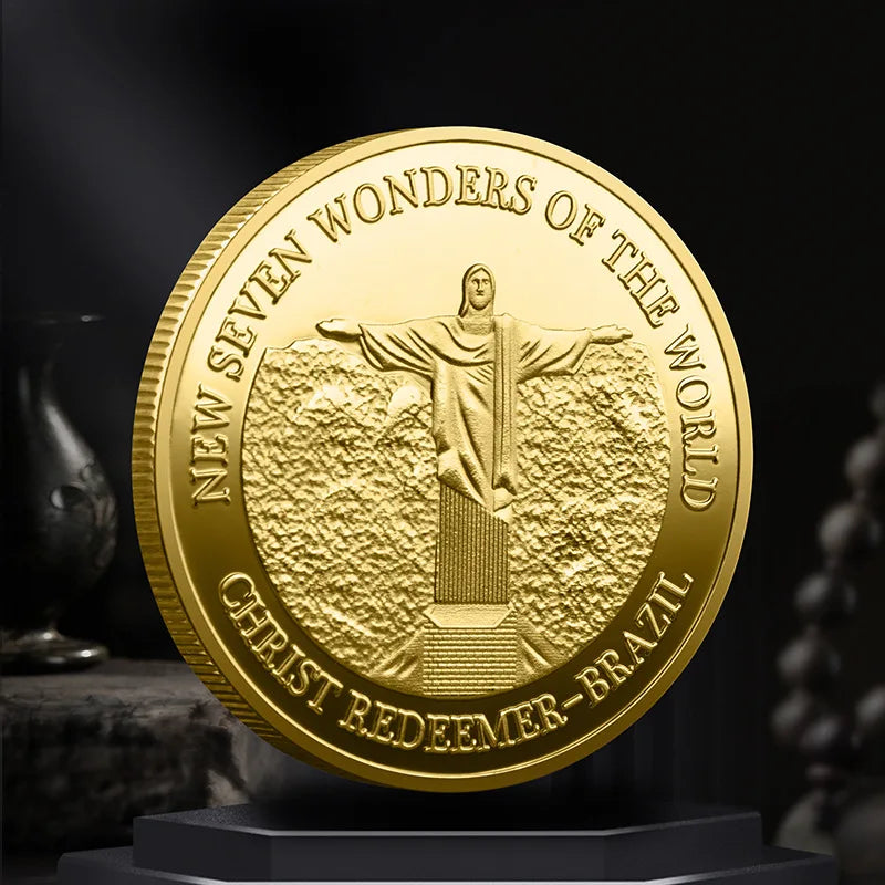 Set Di 7 Monete Placcate Oro E Argento Sette Meraviglie Del Mondo Collezione Commemorativa Viaggi