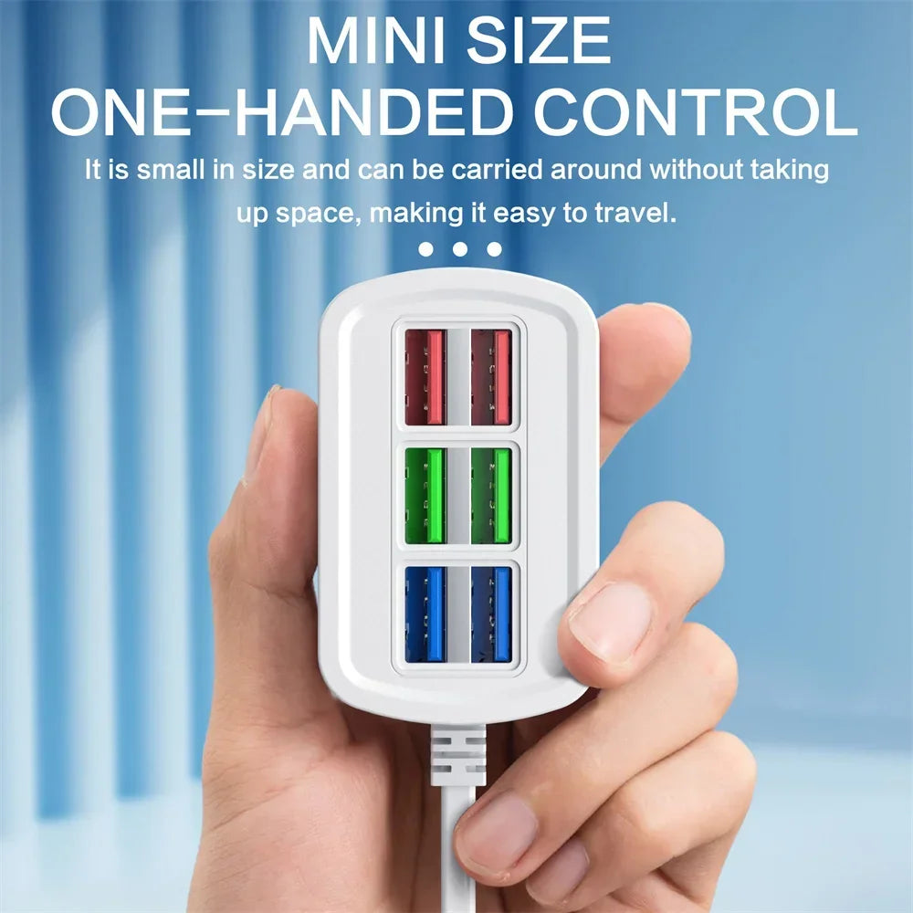 Caricatore USB Veloce 6 In 1 Stazione Ricarica Da Tavolo Con Cavo Da 1 M Hub USB Integrato Compatibile iPhone
