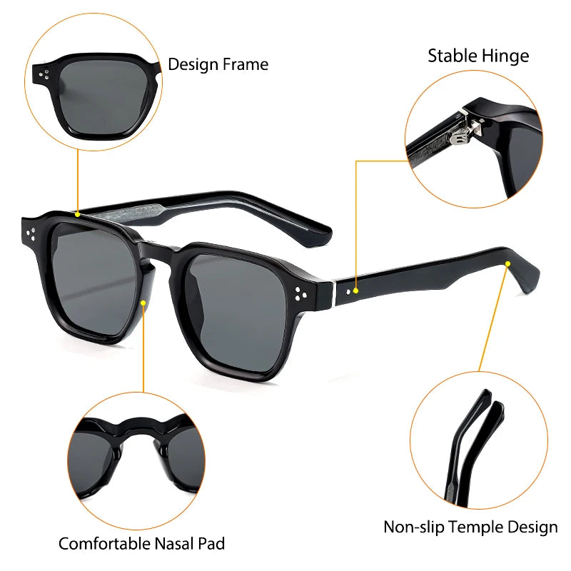 Occhiali Da Sole Quadrati Classici Unisex Da Uomo E Da Donna Di Lusso Con Inserto Centrale Temple Gradiente UV400