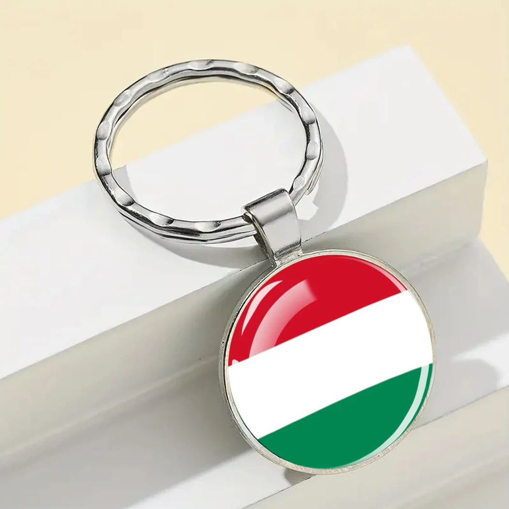 Portachiavi Bandiera Europea Albania Spagna Italia Francia Regno Unito Ciondolo Vetro Metallo Per Borsa Regalo Patrioti