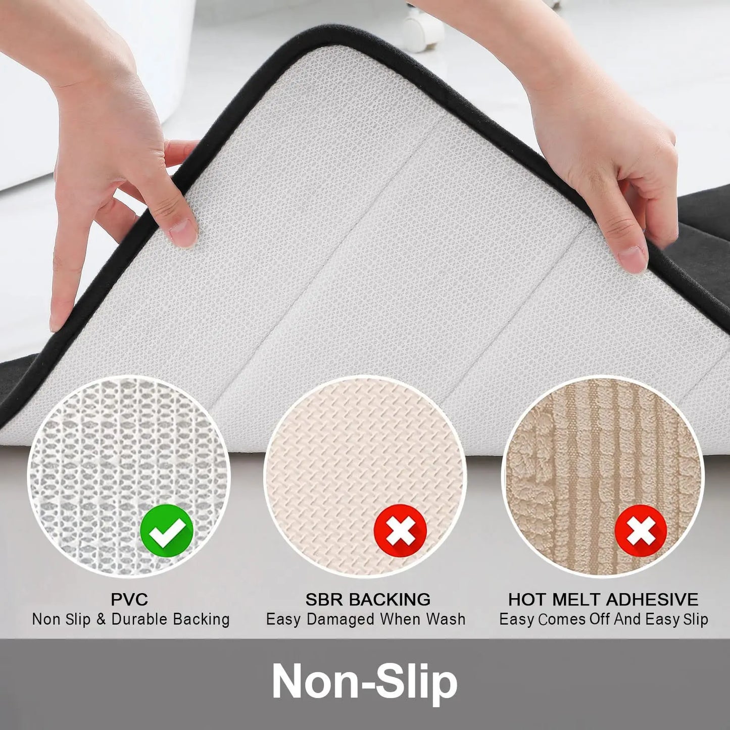 Tappetino Da Bagno A Forma Di U 50x60 Cm Memory Foam Assorbente Antiscivolo Per Pavimento Del Bagno
