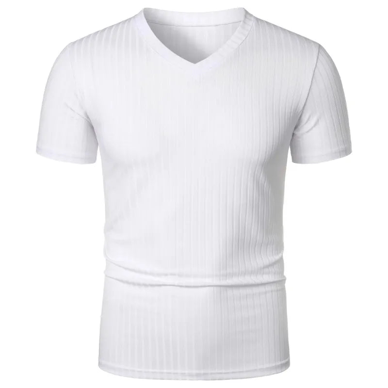 T Shirt Muscolari Da Uomo A Maniche Corte Estive Elasticizzate Scollo A V Bodybuilding Streetwear Allenamento Costine