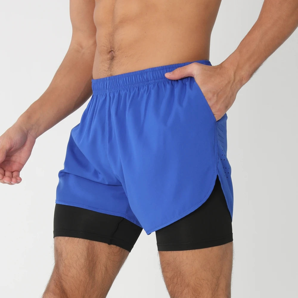 Pantaloncini Da Corsa Da Uomo 2 In 1 Palestra Asciugatura Rapida Pantaloni Corti Sportivi Estivi