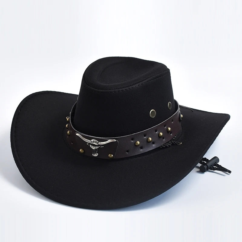 Cappello Da Cowboy In Pelle Scamosciata Artificiale Unisex Vintage Con Grande Bordo Per Cosplay E Feste