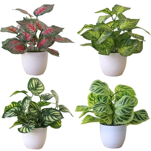 1PC Foglio Artificiale Vaso di Pianta Bonsai Party Mall Home Desktop Office Decor Piccolo Bonsai Fiore Finto Decorazioni per la Casa in Vaso