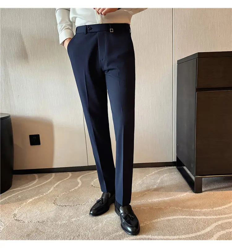 Pantaloni Da Uomo 2026 Primavera Slim Fit Eleganti Elasticizzati Tinta Unita Business Casual Pantaloni Da Ufficio