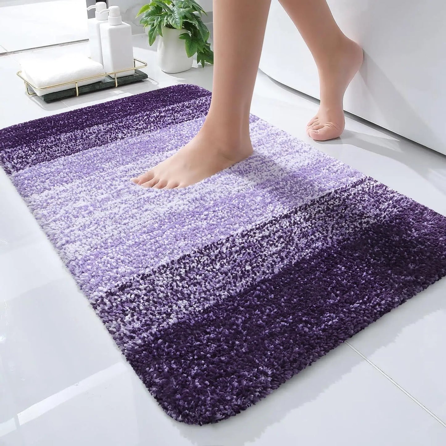 Kitinjoy Tappeto Da Bagno In Microfibra Assorbente Morbido Antiscivolo Shaggy Lavabile In Lavatrice