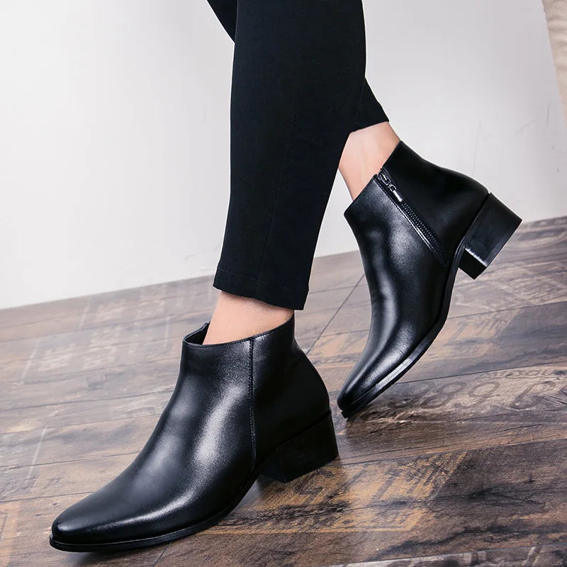 Stivaletti Chelsea Classici Da Uomo Neri In Pelle In Stile Britannico Con Zip Slip On Eleganti Alte