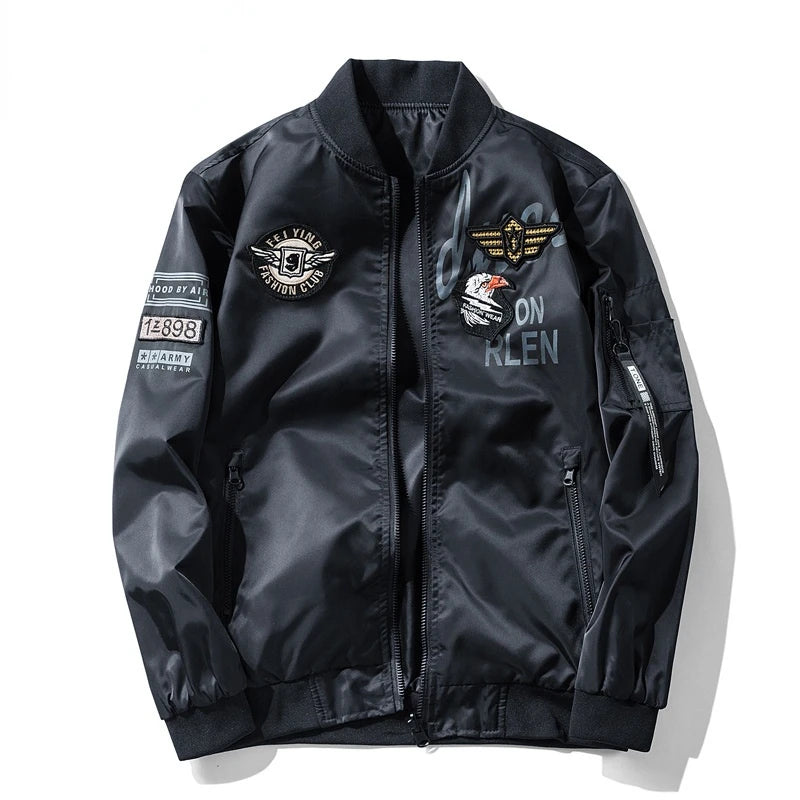 Giacca Bomber Invernale Da Uomo Reversibile Con Distintivo E Tasche Doppio Lato Per Motociclista Autunno