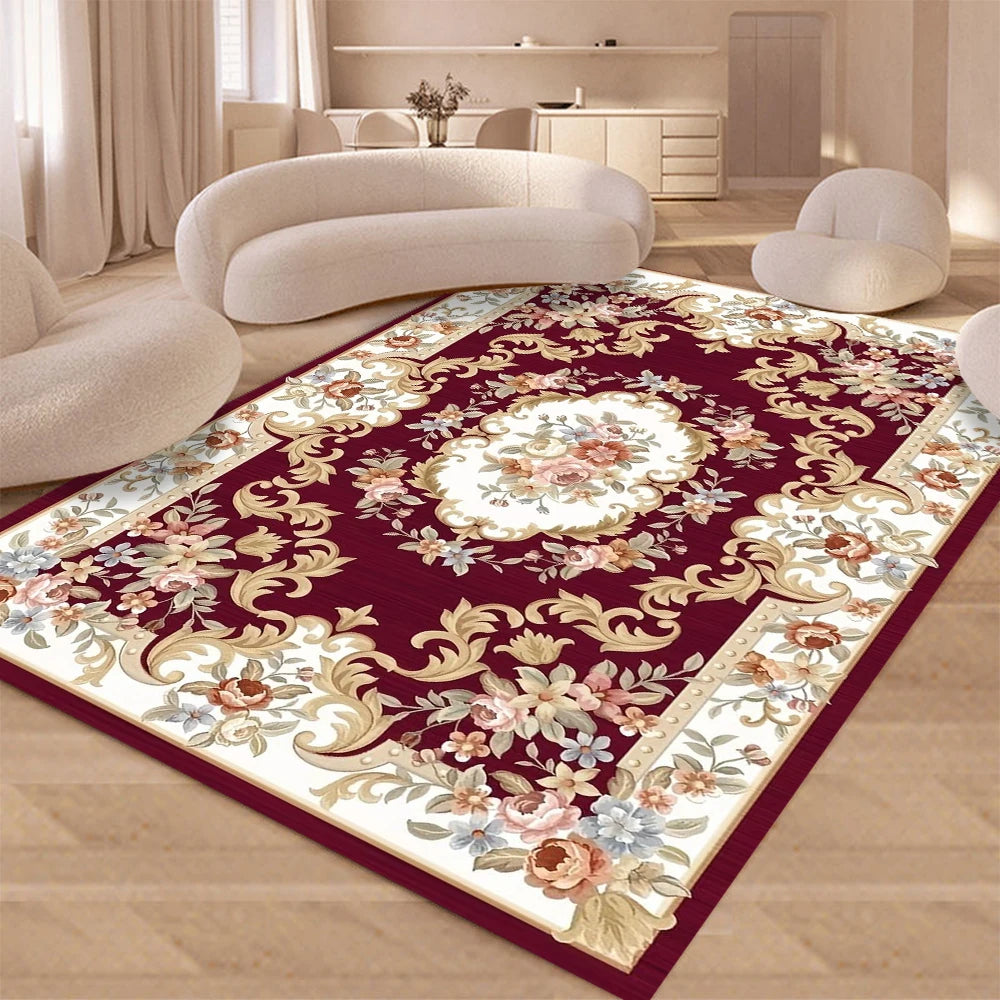 Tappeto Grande Floreale Retrò Europeo Per Soggiorno Tappeto Decorativo Di Lusso Tappetino Morbido Lavabile Antiscivolo