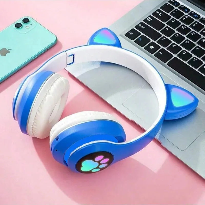 Cuffie Wireless Per Gatti Con Orecchie Di Gatto RGB Microfono Cancellazione Del Rumore Musica Stereo Regalo Ideale