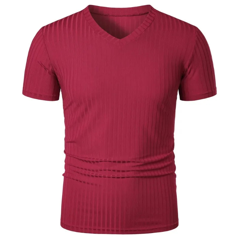 T Shirt Muscolari Da Uomo A Maniche Corte Estive Elasticizzate Scollo A V Bodybuilding Streetwear Allenamento Costine