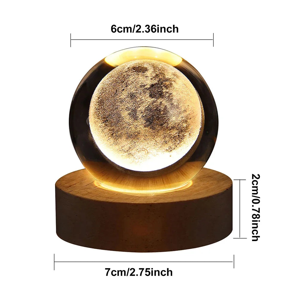 Luci Notturne Con Sfera Di Cristallo Lunare 3D Galassia Astronauta Illuminazione Laser Intaglio Regalo Di Compleanno