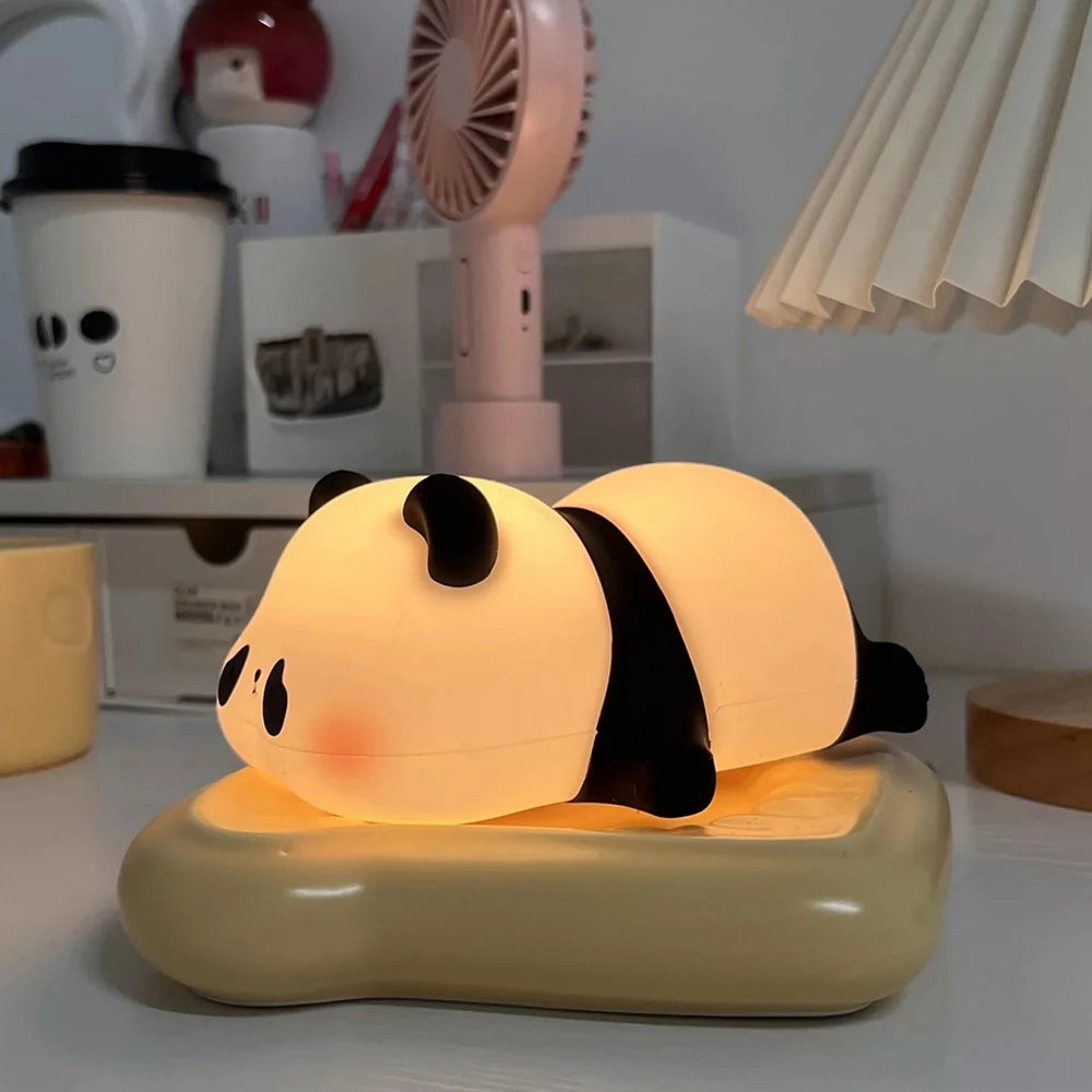 Lampada Notturna Panda Ricaricabile con Sensore Touch Silicone Dimmerabile Led per Comodino per Bambini Regalo