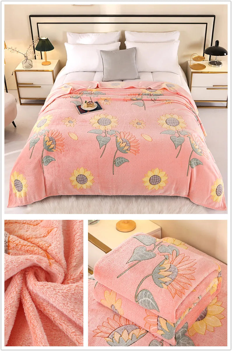 Bonenjoy 1 Pezzo Coperta In Pile Floreale Rettangolare Per Divano E Casa Morbida Calda Confortevole Plaid Da Viaggio
