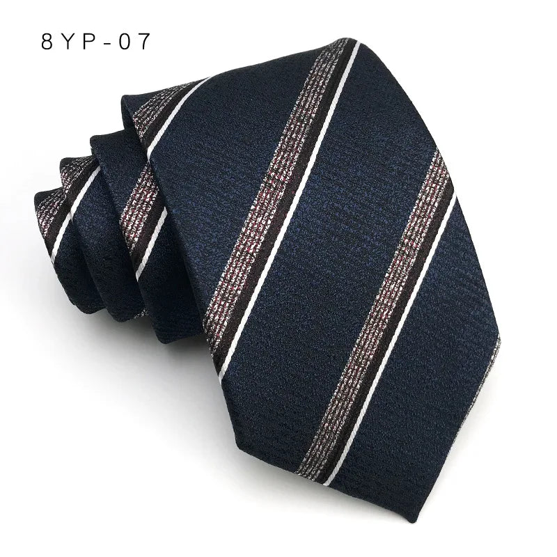 Cravatta Da Uomo 8 Cm In Poliestere Jacquard A Righe Classica Per Matrimonio E Affari Ascot YISHLINE