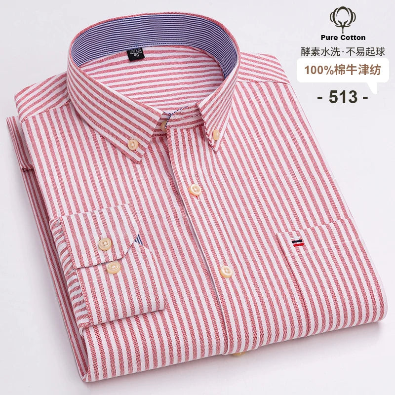 Camicia Da Uomo In Cotone Oxford A Quadri Maniche Lunghe Vestibilità Regolare Con Tasca Frontale