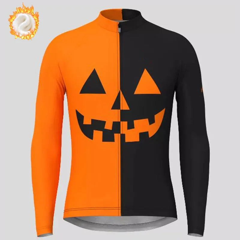Maglie Da Ciclismo Invernali In Pile Termico Uomo Maniche Lunghe Giacche Da Bicicletta Calde Motivo Halloween 2023