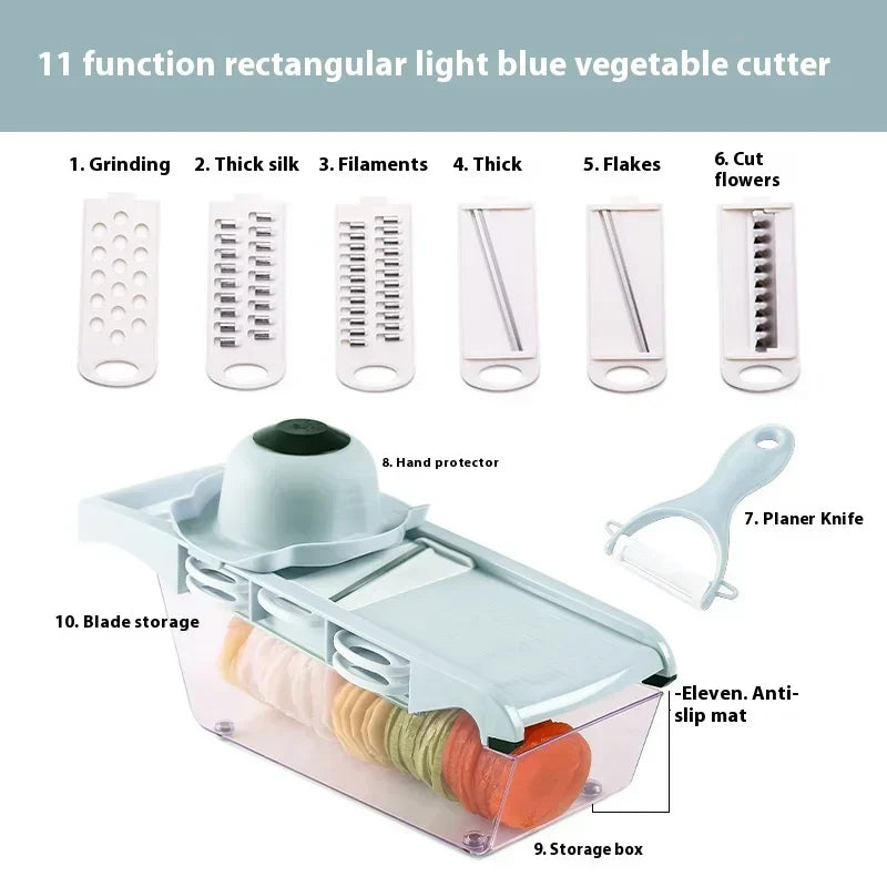 Affettatrice Multifunzione 9 In 1 Per Verdure Frutta Patate Grattugia Con Cestino Trituratore Per Cucina