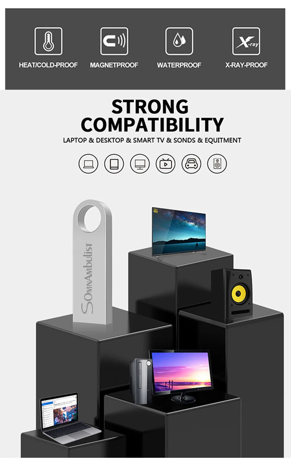 Pen Drive USB 2.0 Ad Alta Velocità SomnAmbuList 4GB 8GB 16GB 32GB 64GB 128GB Compatibile Con PC E Dispositivi Mobili