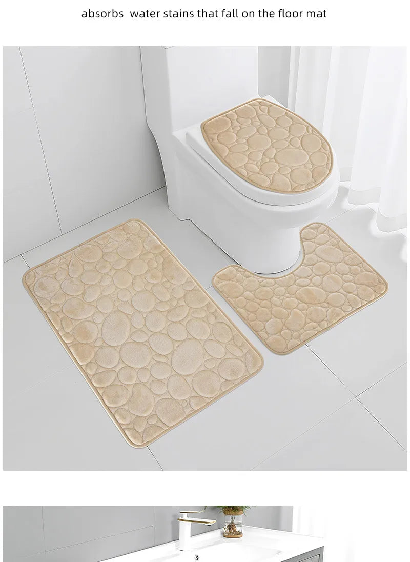 Set Da Tre Tappetini Da Bagno In Microfibra Antiscivolo Assorbenti In Tinta Unita Comodi E Morbidi