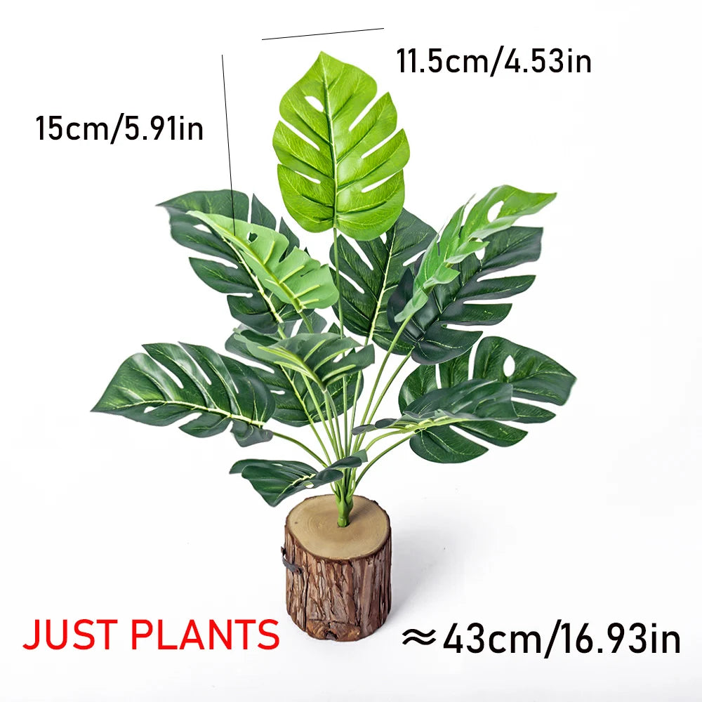 Foglie Artificiali di Monstera 43 Cm Albero Verde Piante Finte Tropicali Decorazione per Giardino di Casa