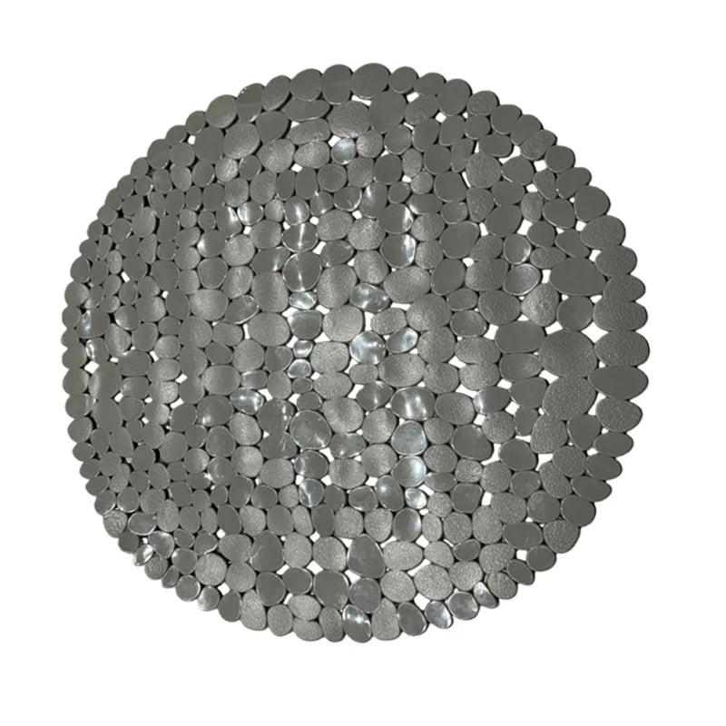 Tappetino Per Doccia Rotondo A Forma Di Ciottolo 55x55 Cm Antiscivolo Con Fori Di Drenaggio Per Bagno 1 Pezzo