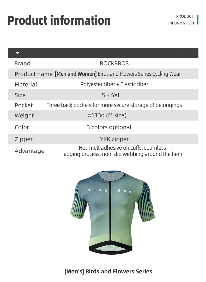 Maglia Da Ciclismo RockBros MTB Uomo Abbigliamento Estivo Traspirante Con Cerniera YKK Alta Qualità