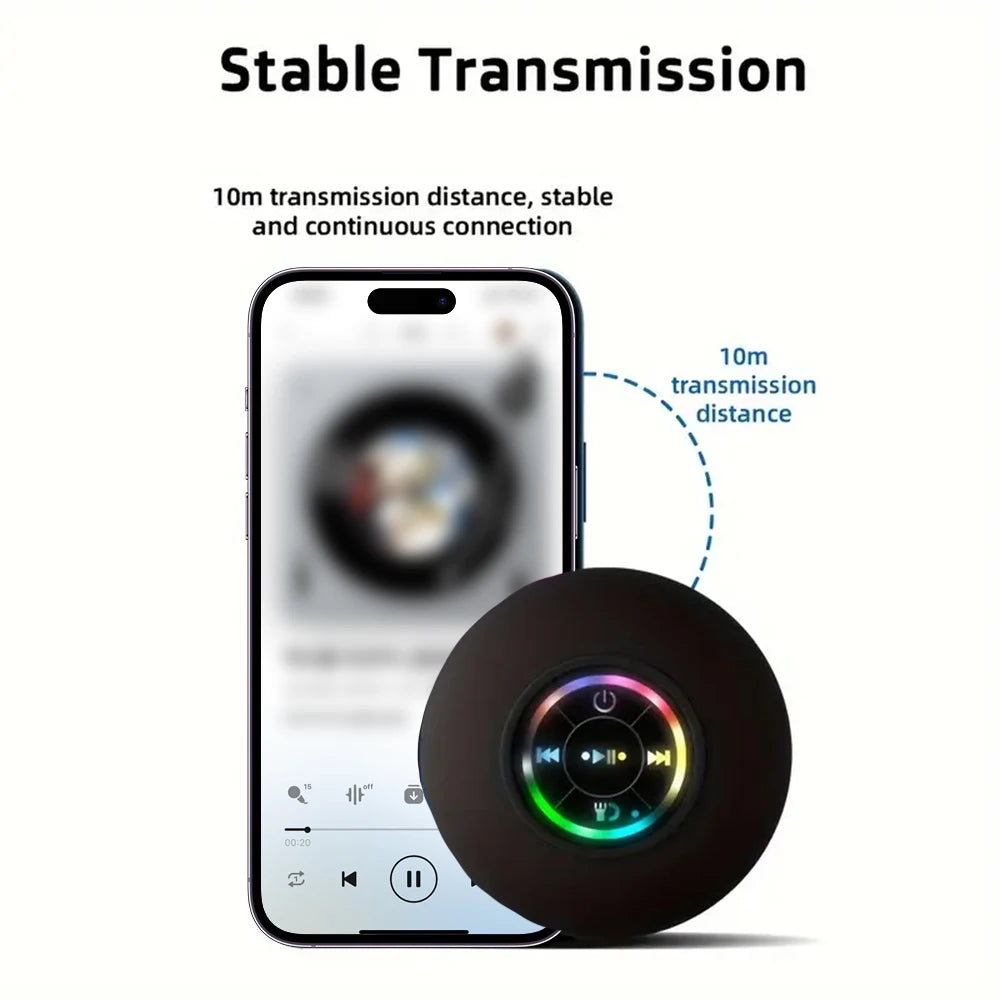 Altoparlante Bluetooth Portatile Impermeabile IPX4 Con LED Microfono E Ventosa Ideale Per Viaggi Outdoor E Bagno