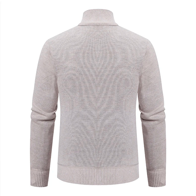 Giacca Ispessita Uomo Autunno Inverno Calda Linea Tendenza Colletto Mandarino Cardigan Lavorato A Maglia Cappotto
