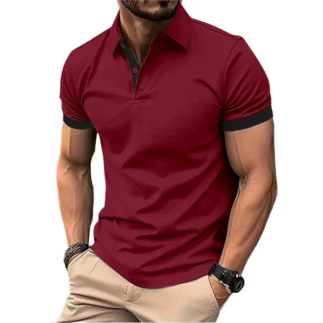 Polo Da Uomo Manica Corta Casual Slim Fit Color Blocking Streetwear Stile Inglese Per Moda Uomo