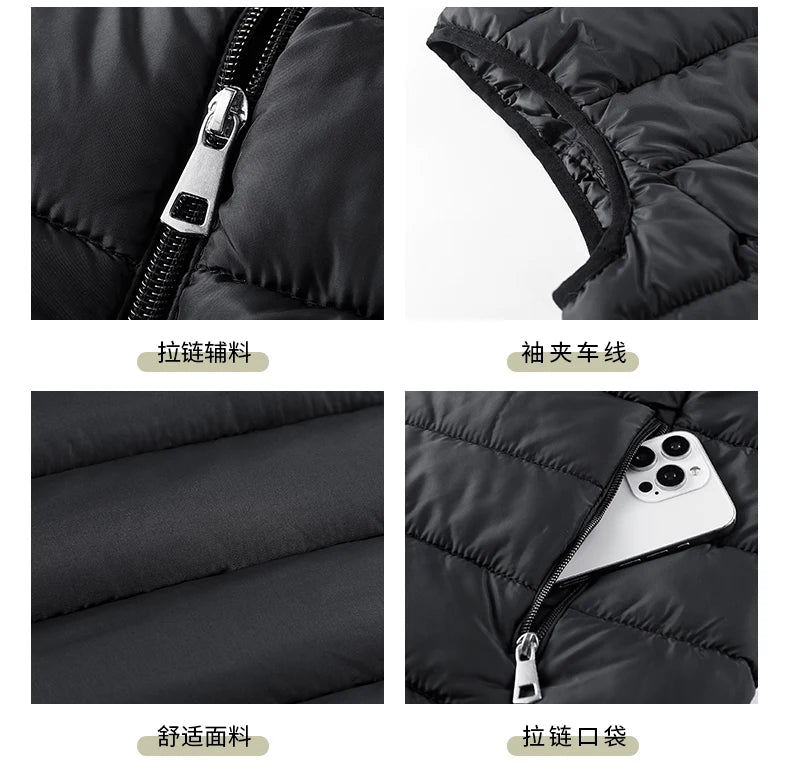 Gilet Invernale Da Uomo Antivento Senza Maniche Con Cerniera Colletto Mandarino Abbigliamento Outdoor Casual