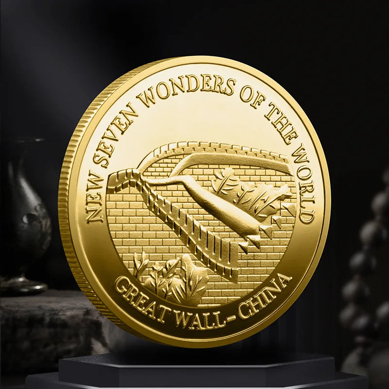 Set Di 7 Monete Placcate Oro E Argento Sette Meraviglie Del Mondo Collezione Commemorativa Viaggi
