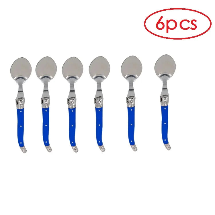 Set Da 6 Cucchiaini Da Caffè In Acciaio Inox Con Manico Arcobaleno ABS Laguiole Per Gelato E Dolci Stoviglie Colorate