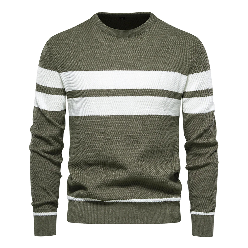 Pullover Maglione Da Uomo O Collo Patchwork Manica Lunga Caldo Sottile Abbigliamento Uomo Moda Casual Autunno