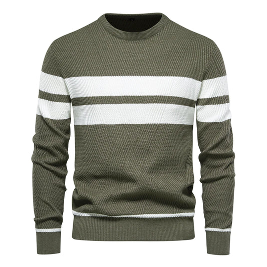Pullover Maglione Da Uomo O Collo Patchwork Manica Lunga Caldo Sottile Abbigliamento Uomo Moda Casual Autunno