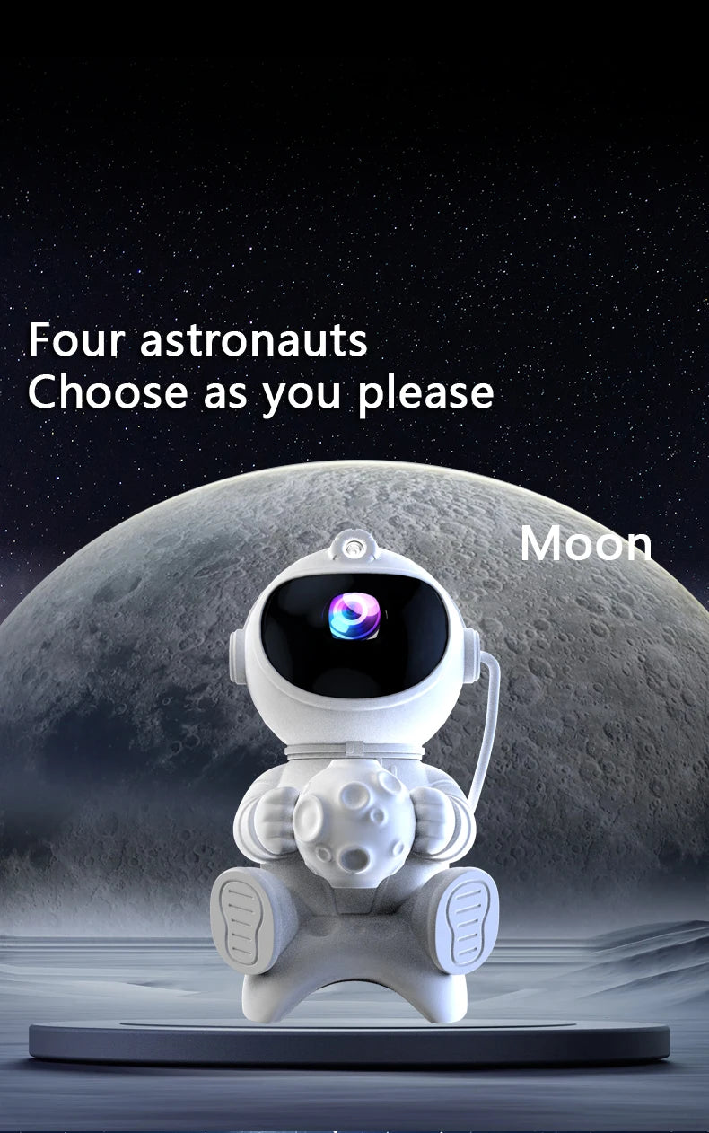 Proiettore galassia astronauta Proiettore luce notturna stella e luna Timer remoto Bluetooth 360 ° Angolo regolabile per regalo per bambini in camera da letto