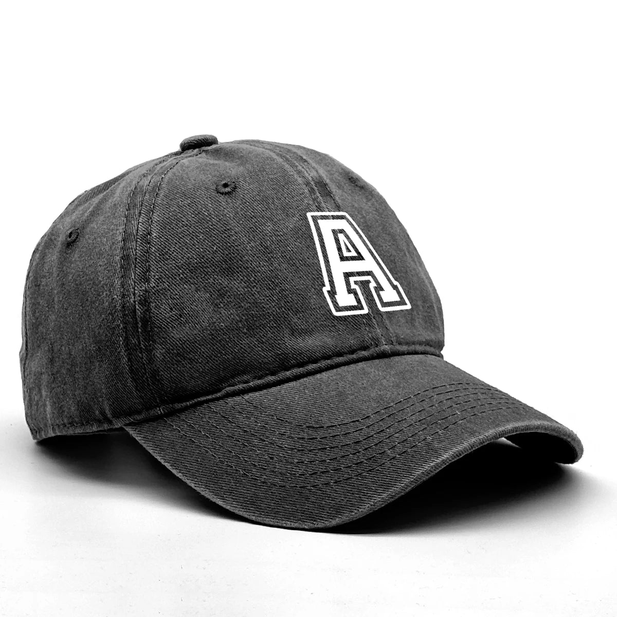 Berretto Da Baseball Unisex Con Stampa Lettera Iniziale AZ Cotone Lavato Retrò Con Visiera Sportiva