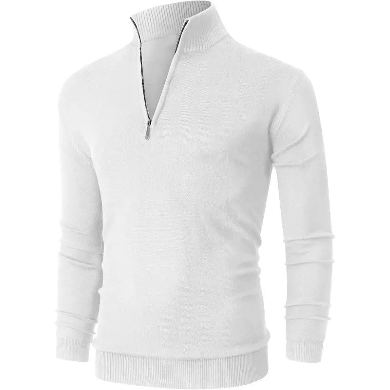 Dolcevita Uomo Con Mezza Cerniera Caldo Inverno Streetwear Collo Alto Versatile Ufficio Tempo Libero