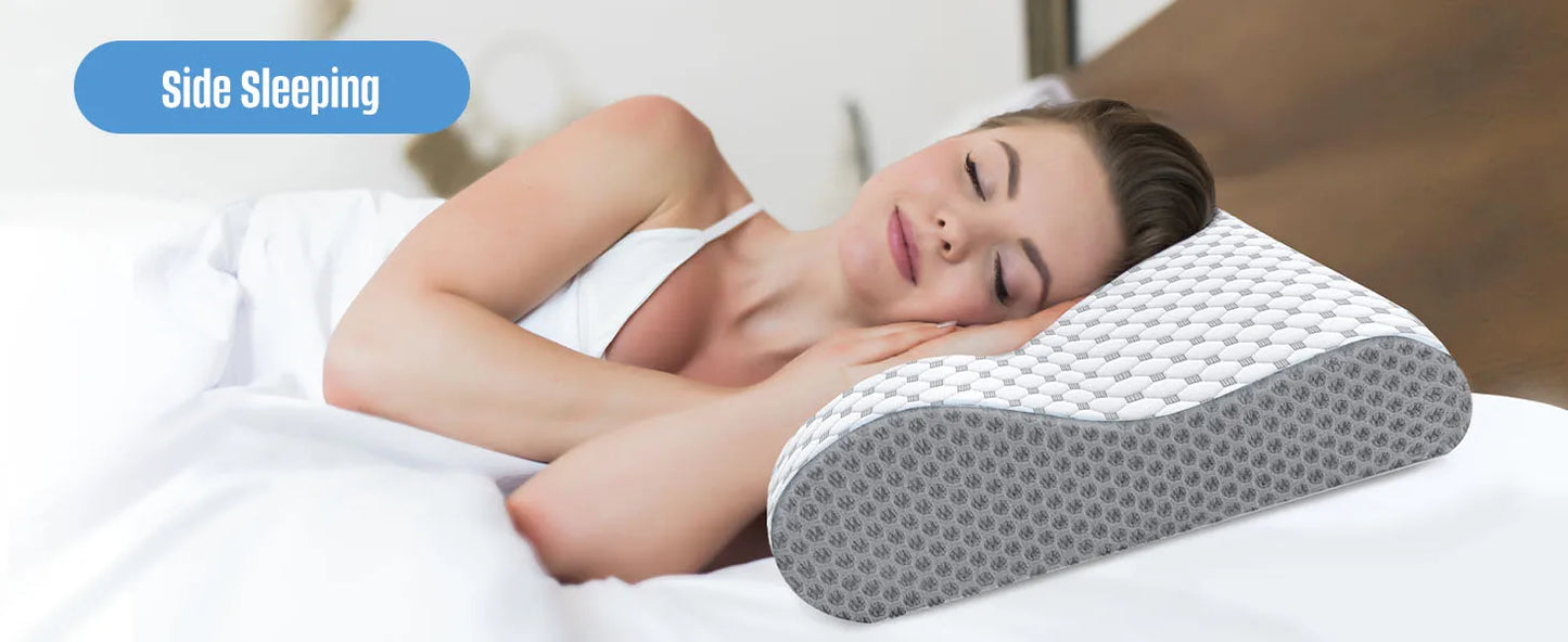 Cuscino Cervicale In Memory Foam Per Sollievo Dolore Collo Spalle Adatto A Dormire Su Laterale Retro E Addome