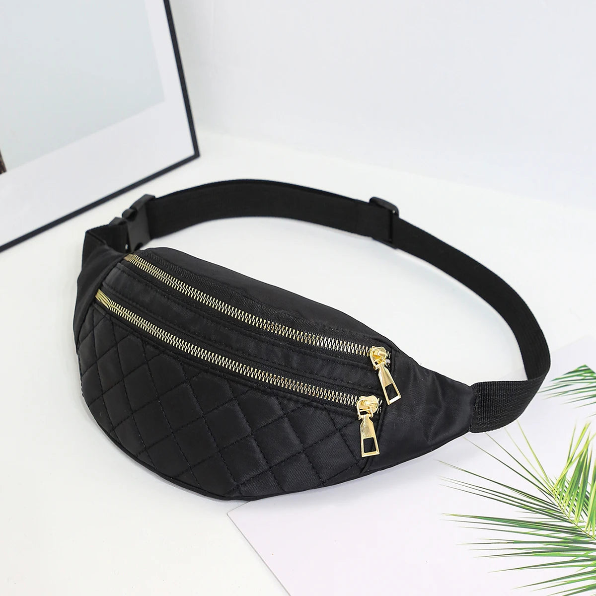 Marsupio da Donna in Nylon Borsa da Viaggio a Tracolla con Tasca da Cintura e Spazio Interno Multifunzionale