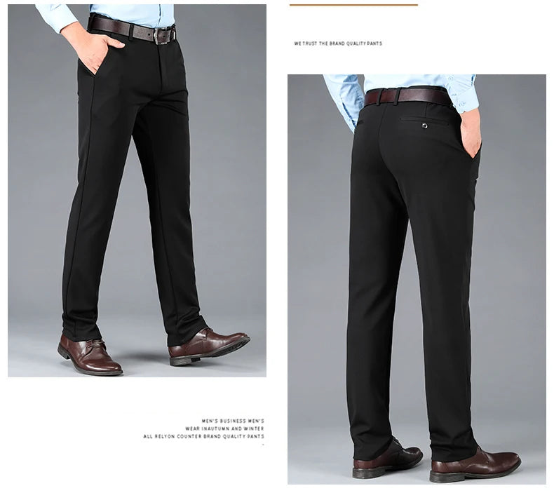Pantaloni Da Uomo Eleganti Dritti Largi Elasticizzati Per Lavoro Casual Grandi Dimensioni Primavera Autunno